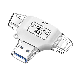 Картридер MicroSD 4-в-1 Lightning, Type-C, MicroUSB, USB Earldom ET-0T31 белый