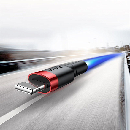 Кабель USB - Lightning для зарядки iPhone 0,5 м 2.4А плетеный Baseus Cafule красный