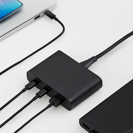 Зарядное устройство сетевое с USB и двумя Type-C входами 3А 65W ZMI HA932 (быстрая зарядка PD) черное