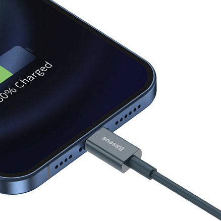 Кабель USB - Lightning для зарядки iPhone 1 м 2.4А Baseus Superior синий