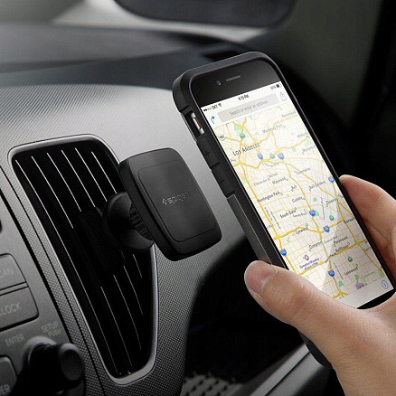 Держатель автомобильный в решетку обдува магнитный Spigen Kuel H12 черный
