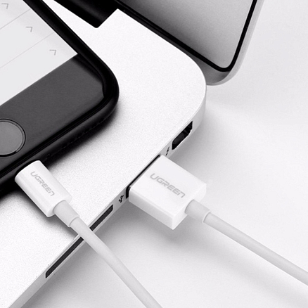 Кабель USB - Lightning для зарядки iPhone 0,5 м 2.4A MFi Ugreen US155 (быстрая зарядка) белый