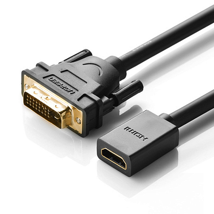 Переходник DVI-D - HDMI (папа - мама) 22 см Ugreen 20118 черный