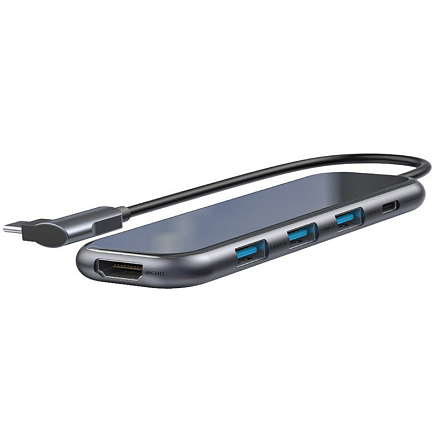 Хаб (разветвитель) Type-C - 3 х USB 3.0, HDMI 4K, Type-C PD Baseus Multi-functional серый