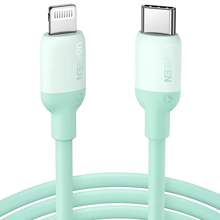 Кабель Type-C - Lightning для зарядки 1 м 3А MFi Ugreen US387 (быстрая зарядка PD) зеленый