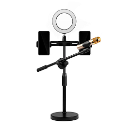 Набор для блогера настольный: штатив, кольцевая лампа, держатели Assistant черный