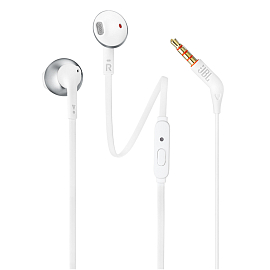 Наушники JBL Tune Tune 205 вкладыши с микрофоном и плоским проводом бело-серебристые