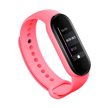 Сменный браслет для Xiaomi Mi Smart Band 5, 6 силиконовый розовый