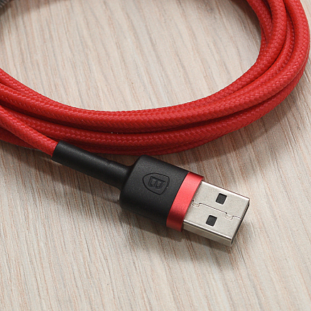 Кабель USB - Lightning для зарядки iPhone 2 м 1.5A плетеный Baseus Kevlar красно-черный