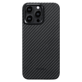 Чехол для iPhone 15 Pro Max кевларовый тонкий Pitaka MagEZ 4 черно-серый