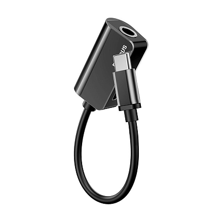 Переходник Type-C - 3,5 мм, Type-C (папа - мама, мама) 12 см Baseus L40 черный