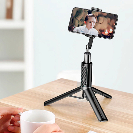 Монопод (палка для селфи) Bluetooth с кнопкой и треногой Nova Phantom 202 черный
