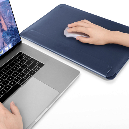 Чехол для Apple MacBook Air 13 A1466, A1369 кожаный футляр WiWU Skin Pro II темно-синий