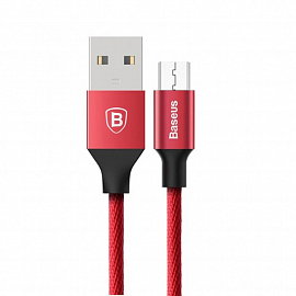 Кабель USB - MicroUSB для зарядки 1,5 м 2A плетеный Baseus Yiven красный