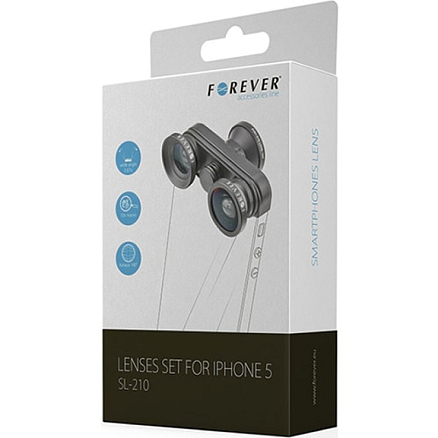 Объектив для iPhone 5, 5S, SE Forever SL-210 4-в-1: 2хFisheye, Wide-Angle, Macro черный