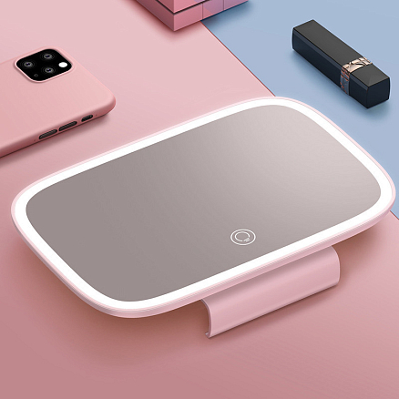 Зеркало для макияжа с подсветкой на козырек автомобиля Baseus Delicate Queen Touch-up розовое