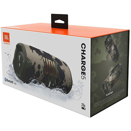 Портативная колонка JBL Charge 5 с защитой от воды и аккумулятором для телефона на 7500мАч камуфляж