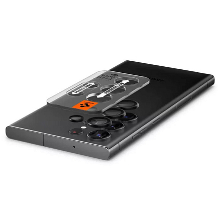 Защитное стекло на камеру для Samsung Galaxy S23 Ultra Spigen Glas.TR EZ Fit Optik Pro черное 2 шт.