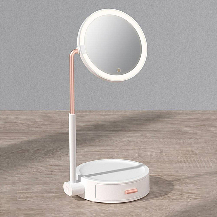 Зеркало для макияжа с подсветкой настольное Baseus Beauty Lighted Makeup Mirror белое