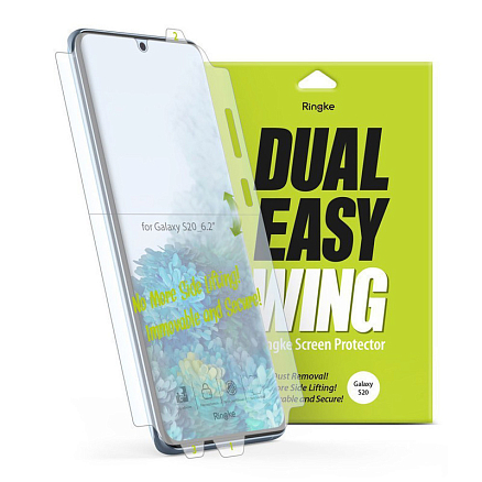 Пленка защитная Samsung Galaxy S20 на весь экран и торцы Ringke Dual Easy прозрачная 2 шт.