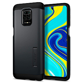 Чехол для Xiaomi Redmi Note 9 Pro, Note 9S, Note 9 Pro Max гибридный для экстремальной защиты Spigen SGP Tough Armor темно-серый