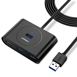USB 3.0 HUB (разветвитель) на 4 порта Ugreen CR113 с питанием MicroUSB черный