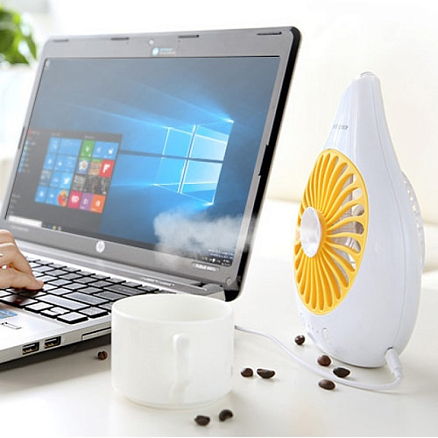 Вентилятор настольный с увлажнителем Rock Space T1 бело-желтый