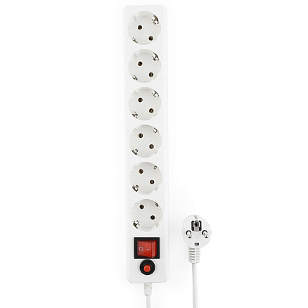 Сетевой фильтр на 6 розеток длина 5 м Гарнизон EHB-15 белый