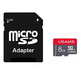 Карта памяти Usams US-ZB116 microSDHC 8Gb UHS-I с адаптером SD