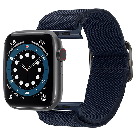 Ремешок-браслет для Apple Watch 38, 40 и 41 мм текстильный Spigen Fit Lite синий