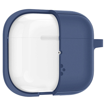 Чехол для наушников AirPods 3 силиконовый с карабином Spigen Silicone Fit темно-синий