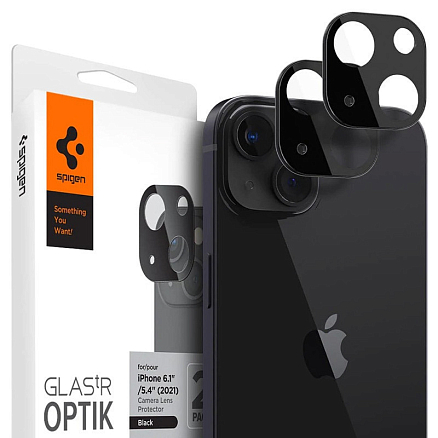 Защитное стекло на камеру для iPhone 13 mini Spigen Optik.TR черное 2 шт.