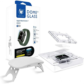 Защитное стекло для Apple Watch 7 45 мм на экран противоударное WhiteStone Dome Glass c УФ-лампой прозрачное 2 шт.