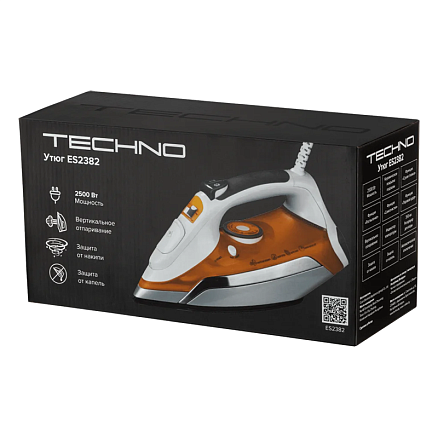 Утюг Techno ES2382 с пароувлажнением бело-оранжевый