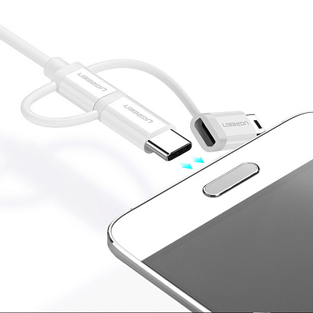 Кабель USB - MicroUSB, MiniUSB, Type-C 1 м 2A Ugreen US185 белый