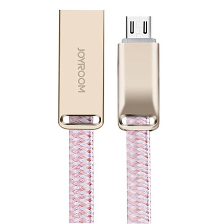 Кабель USB - MicroUSB для зарядки 1,2 м 2.1A плоский Joyroom S-M332 розово-серебристый
