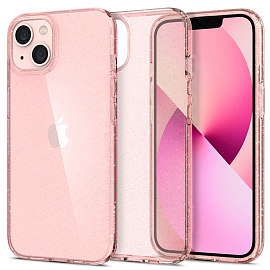 Чехол для iPhone 13 гелевый с блестками Spigen SGP Liquid Crystal Glitter прозрачный розовый