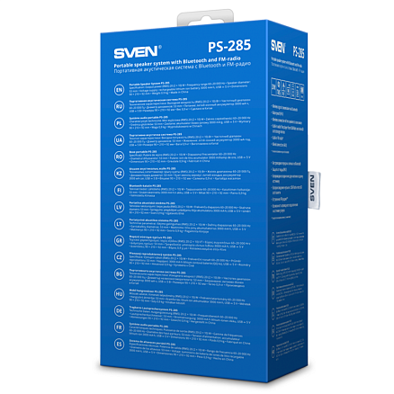 Портативная колонка Sven PS-285 с защитой от воды, подсветкой, FM-радио, USB и поддержкой MicroSD карт черная