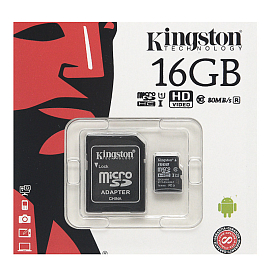 Карта памяти Kingston Canvas Select MicroSDHC 16Gb Class 10 UHS-I с адаптером SD