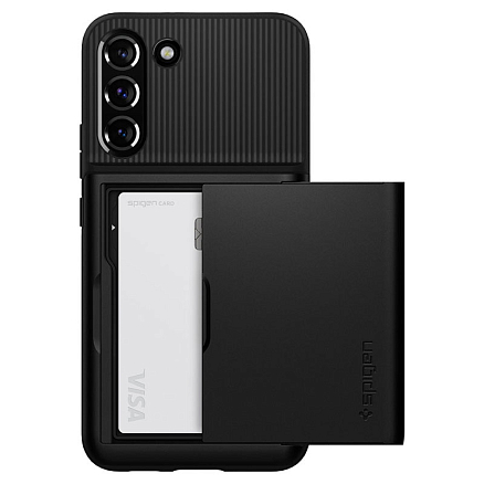 Чехол для Samsung Galaxy S22+ гибридный со слотом для карты Spigen Slim Armor CS черный