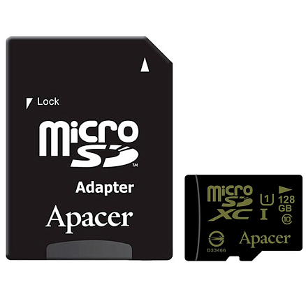 Карта памяти Apacer AP128GMCSX10U1-R MicroSDXC 128Gb UHS-I U1 V10 45 Мб/с с адаптером SD