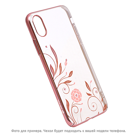 Чехол для iPhone X, XS пластиковый Devia Petunia прозрачный с розовым золотом
