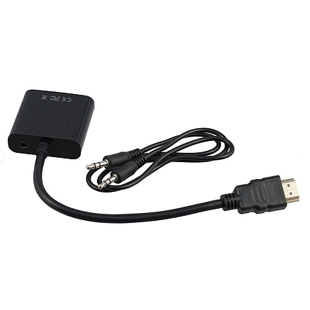 Переходник (преобразователь) HDMI - VGA + Audio (папа - мама) 15 см Cablexpert черный