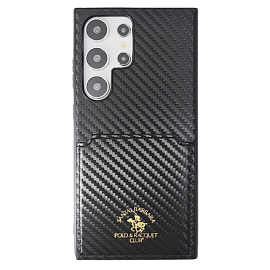 Чехол для Samsung Galaxy S24 Ultra гибридный с карманом для карт Santa Barbara Polo & Racquet Club Kent черный