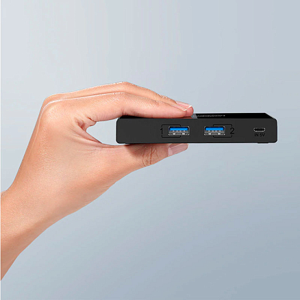 USB 3.0 Switch 2х4 порта (2 USB входа на 4 USB выхода) Ugreen US216 с питанием MicroUSB черный