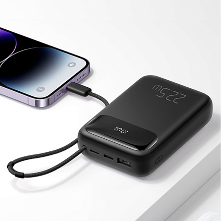 Внешний аккумулятор McDodo MC-3253 с встроенным кабелем Lightning 10000мАч (USB, Type-C, Lightning, 22.5 Вт) черный