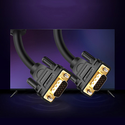 Кабель VGA - VGA (папа - папа) длина 3 м Ugreen VG101 с ферритами черный