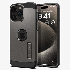 Чехол для iPhone 15 Pro гибридный для экстремальной защиты Spigen Tough Armor MagFit серый