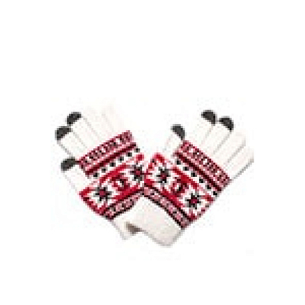 Перчатки трикотажные для емкостных дисплеев Greengo (Польша) N-02 с орнаментом белые