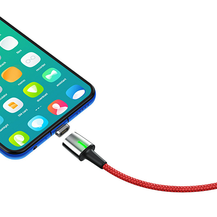 Кабель USB - MicroUSB для зарядки 2 м 1.5А магнитный плетеный Baseus Zinc красный
